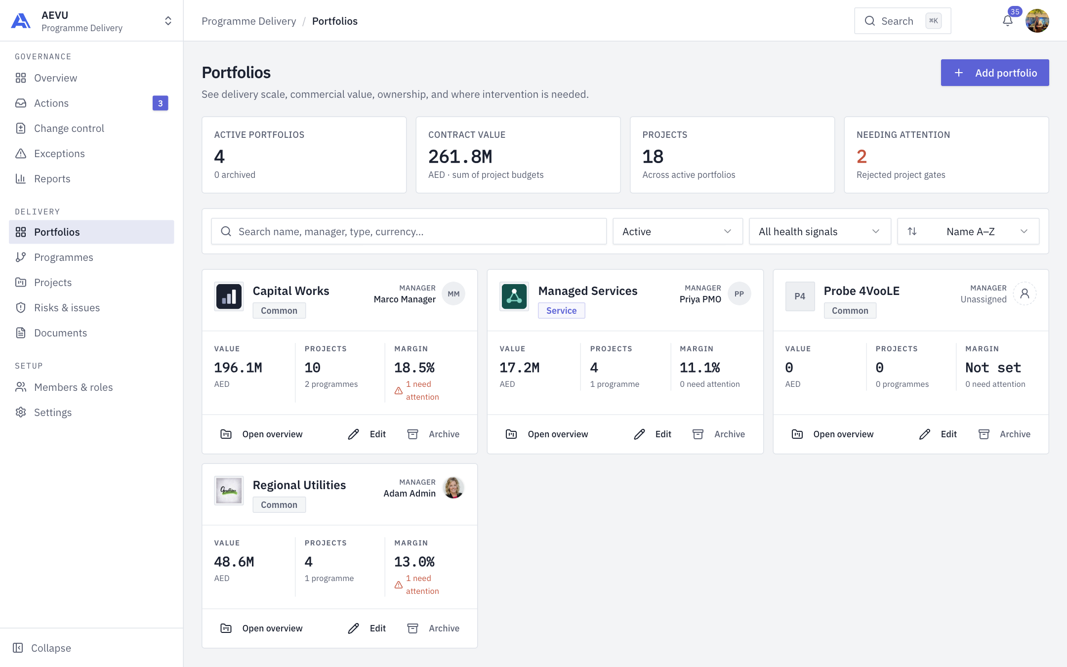 Portfolios register