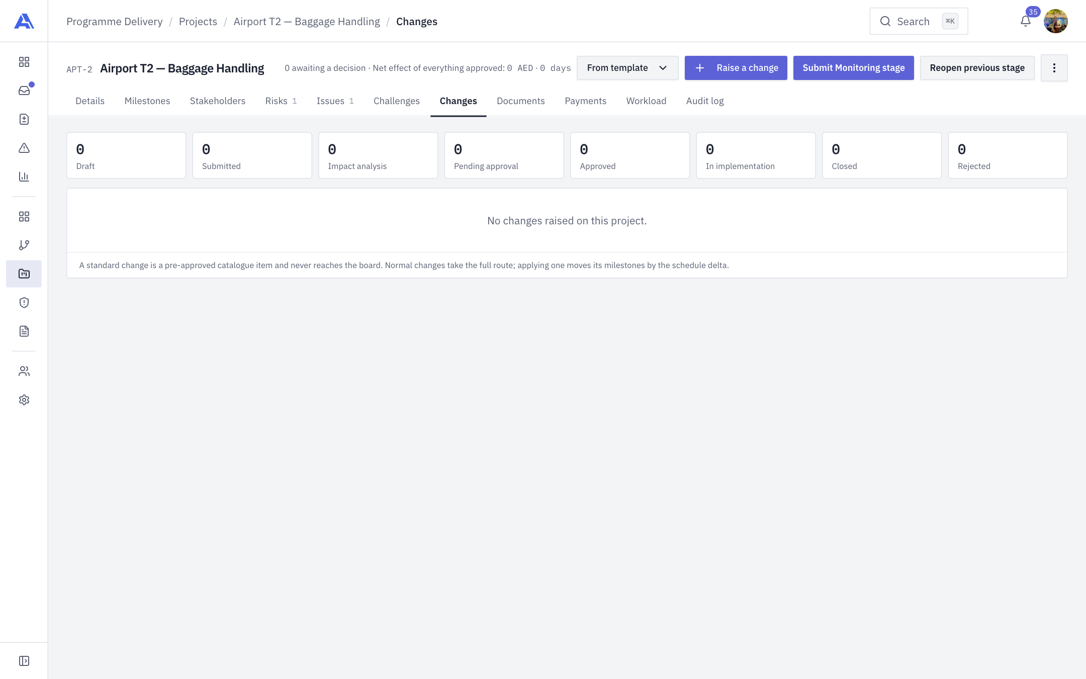 Changes tab