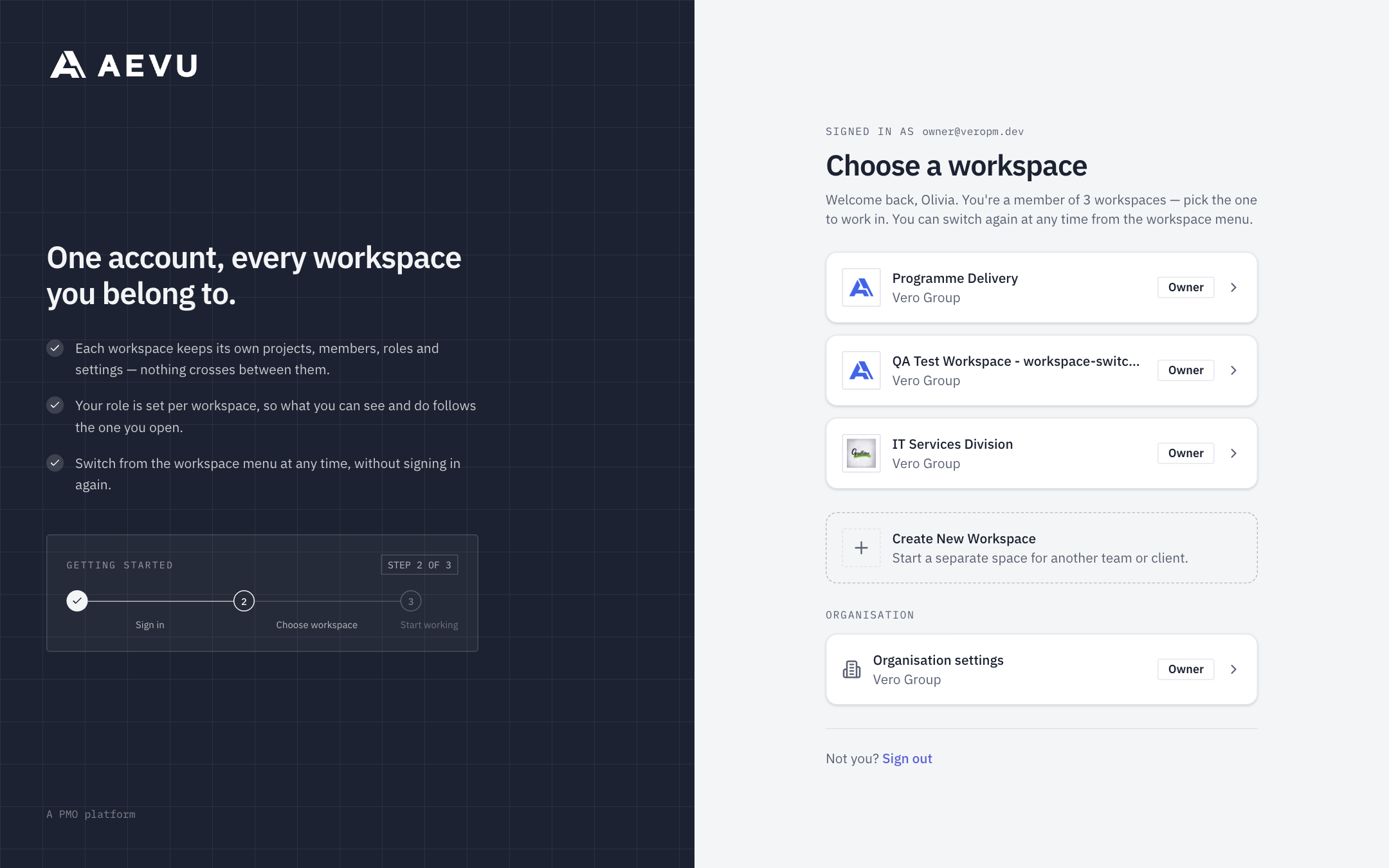 Choose a workspace